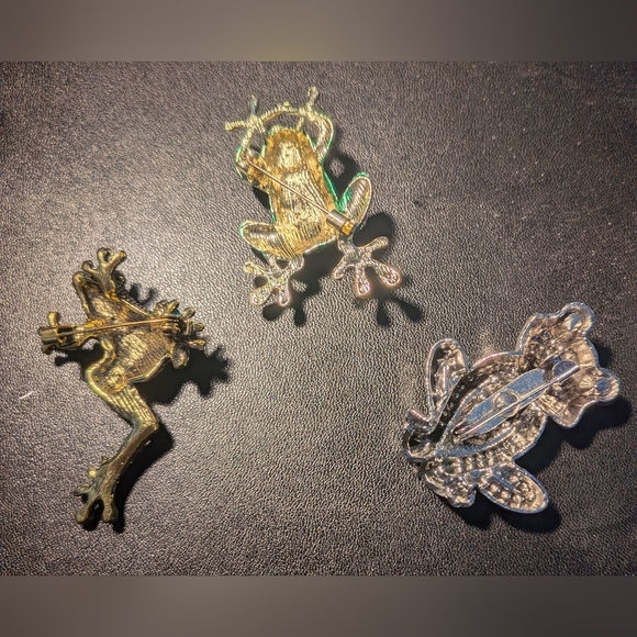 Colorful Rhinestone Frog/ Gecko Brooch Set - Picture 4 of 4
